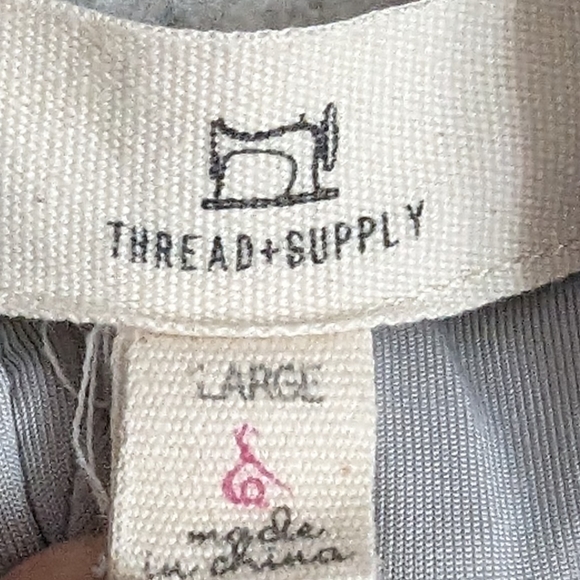 Thread & Supply Quarter Zip Pullover size Large Light Heathered Gray - Picture 8 of 9